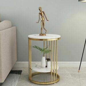 Double-Decker Round Metal Side Table