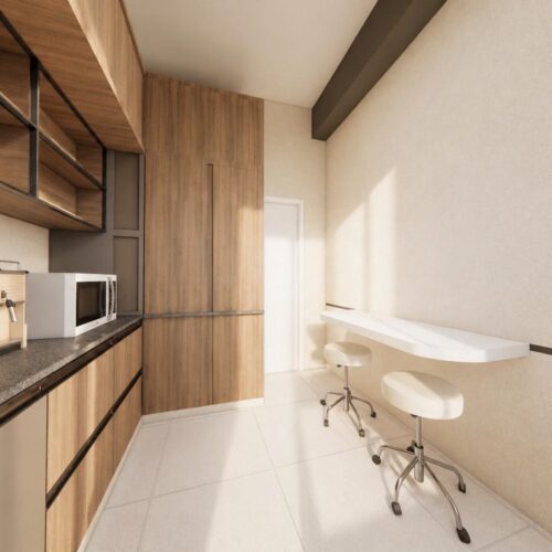 Dear Skin staff kitchen, alternate view
